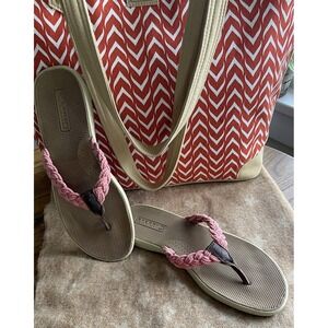 Women's Sperry Top-sider Size 8 Braided Flip Flop Lots Of Life Left Surfing